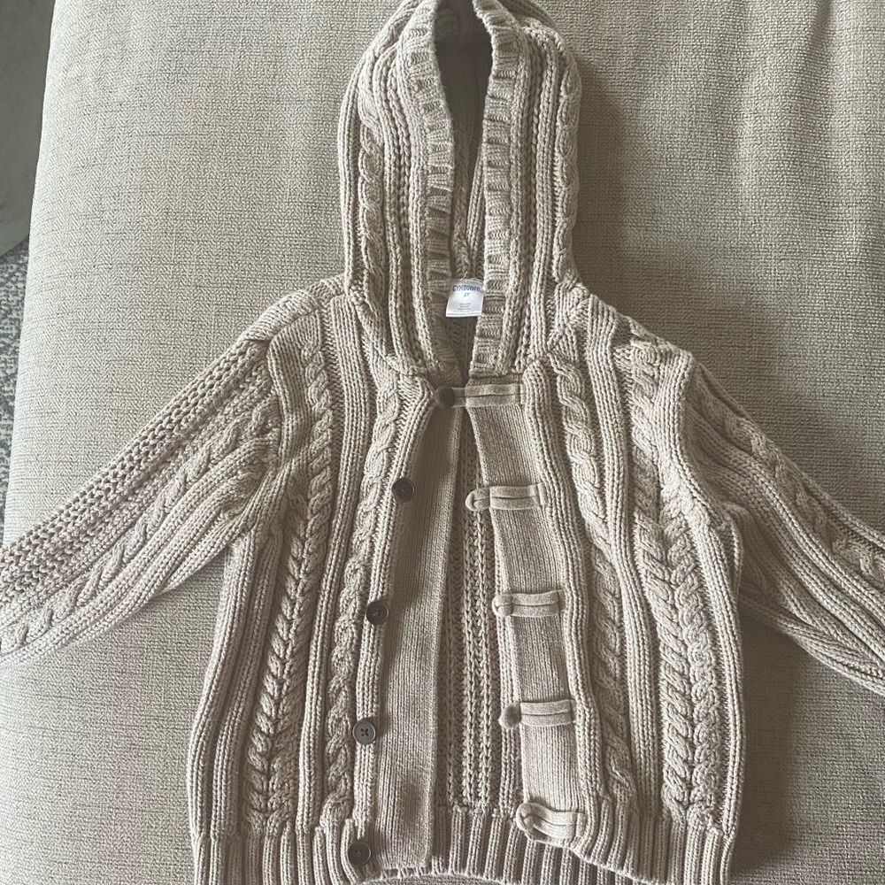 Boys Gymboree Tan button up sweater with hood